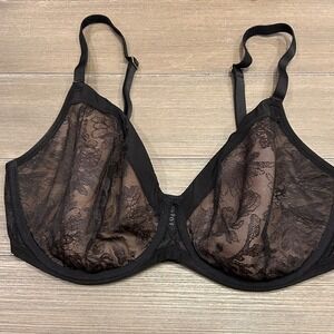 Soma Lightest Lift Perfect Coverage Bra 34DDD Black Floral Lace Comfortable